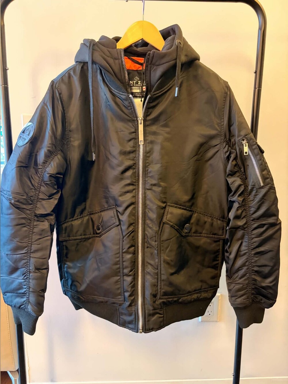 Point Zero Black Hooded Bomber Jacket